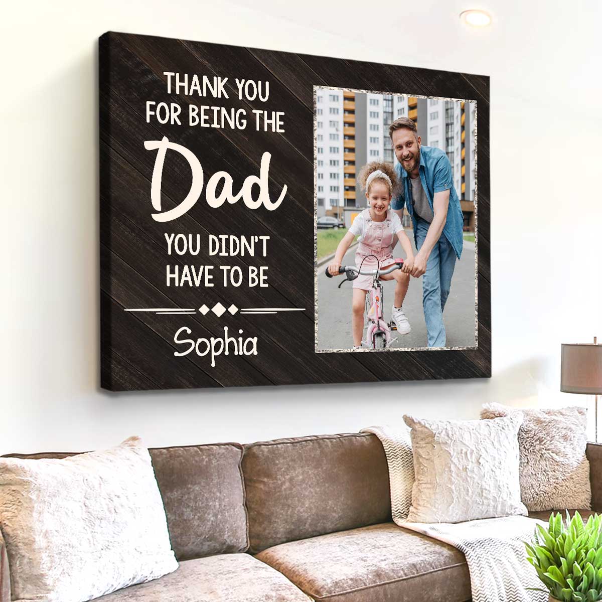 Thank You For Being My Dad - Personalized Canvas - Gift For Step Dad, Bonus Dad, Father's Day, Birthday Gift