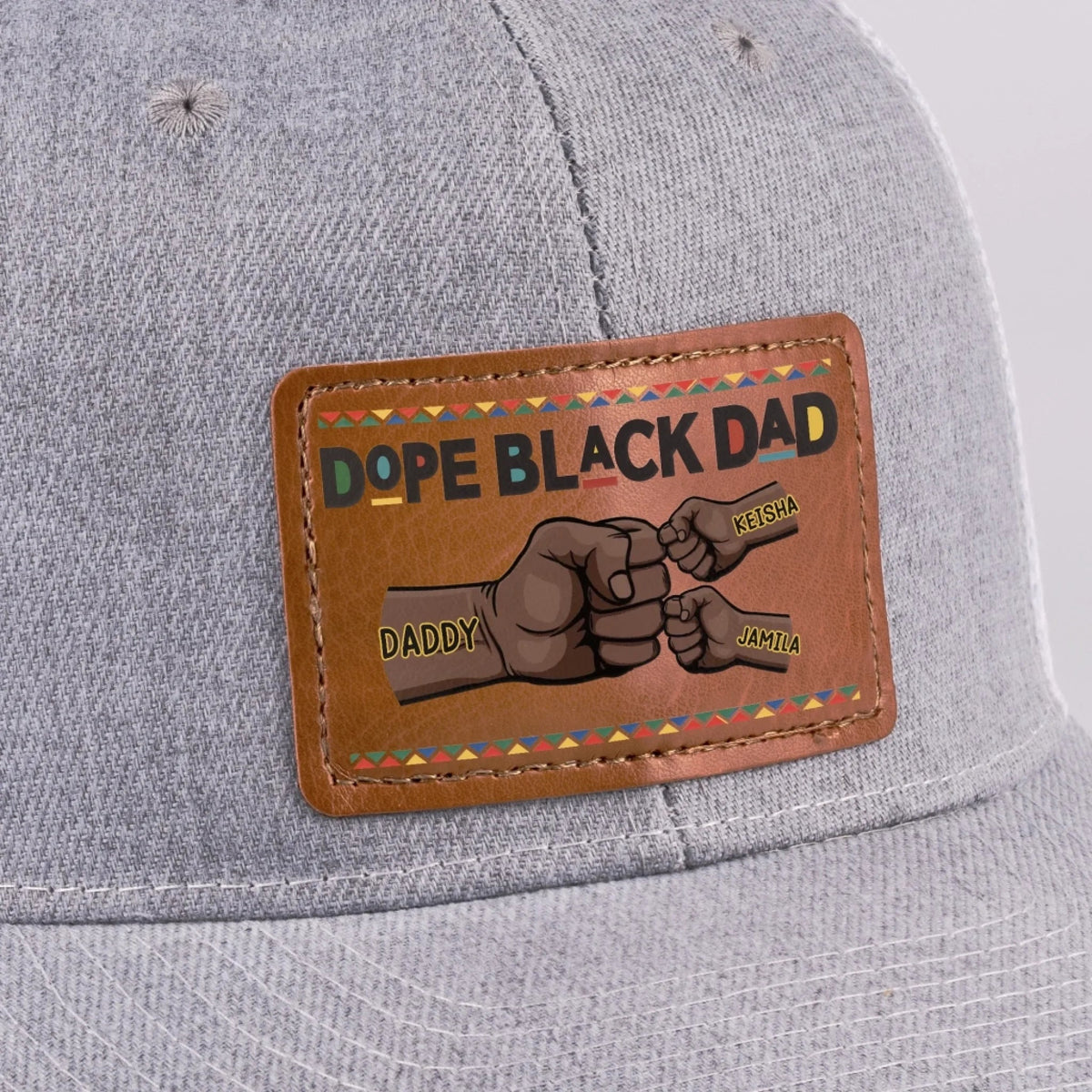 Dope Black Dad - Personalized Leather Label Net Hat - Gift For Dad Papa, Father's Day Gift