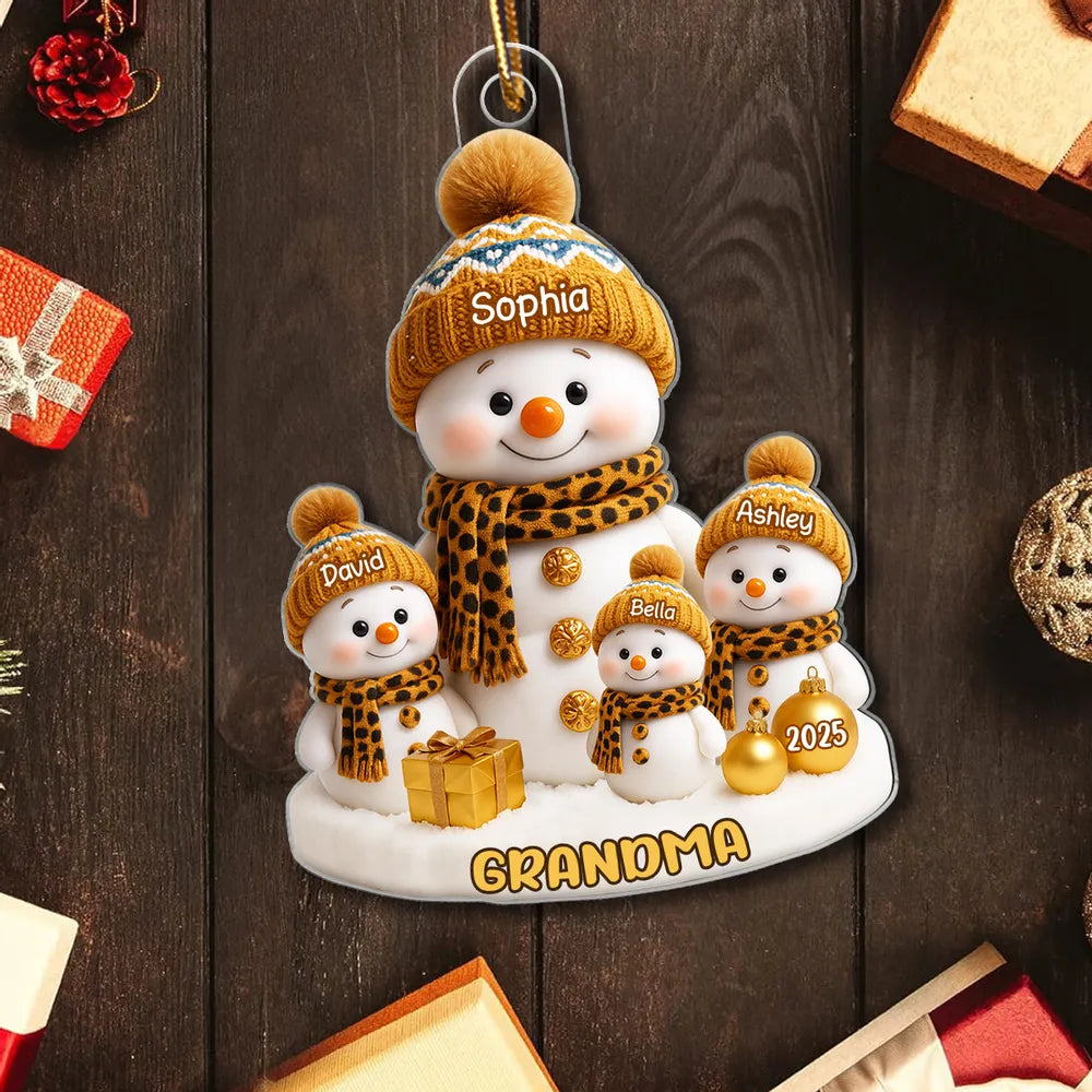 Grandma's Little Snowman Personalized Acrylic Ornament, Christmas Gift for Grandma