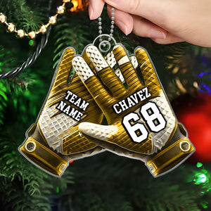 Football Gloves Football For Life Personalized Acrylic Ornament, 3D Effect Flat Christmas Ornament