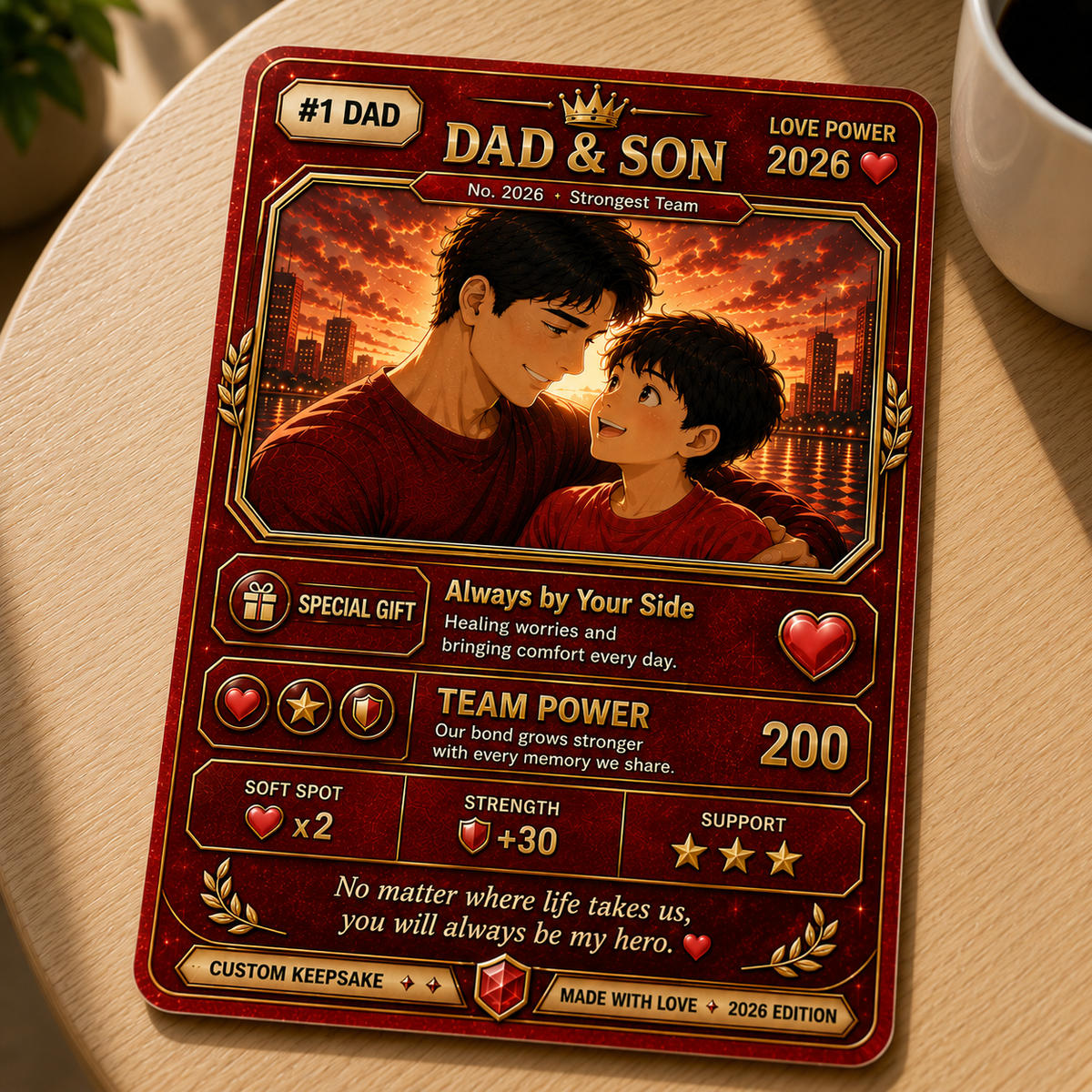 Personalized Dad & Son Card Custom Father s Day Gift for Dad, Anime Trading Card Keepsake, Unique Father Son Collectible 2026