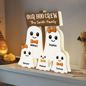 Halloween Boo Family With Kids - Personalized Acrylic Light Box - Gift For Family, Halloween Decoration