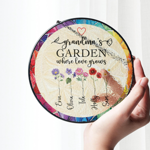 Grandma's Garden Gift - Personalized Birth Flower Stained Glass Suncatcher - Mother's Day Gift For Mom Grandma