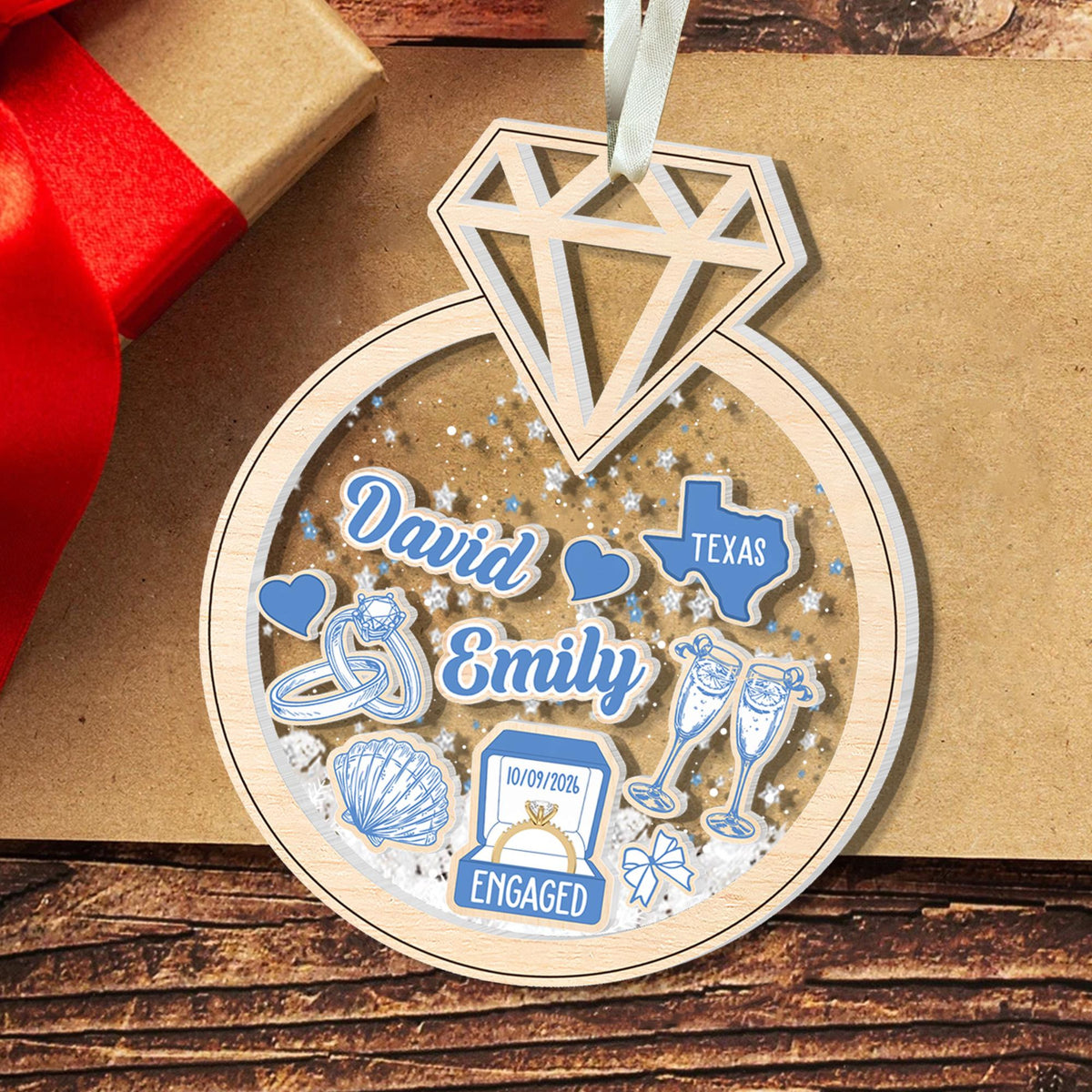 Personalized Engagement Gift, Custom Engaged Ornament, Custom Mr Mrs Wedding Ornament, Wedding Keepsake Gift, Christmas Gift For Couples