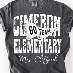 Comfort Colors Custom School Name Shirts, School Mascot Pennant Flag, Back To School Shirt