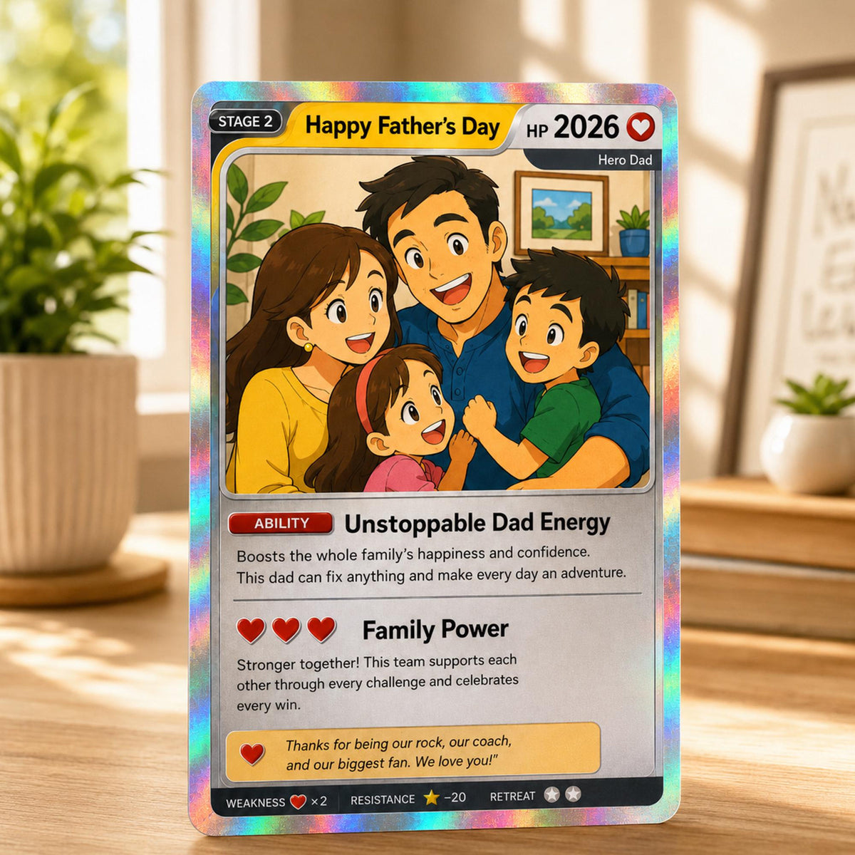 Happy Father's Day Anime Trading Card Personalized Gift for Dad, Custom Anime Fan Gift Card for Father s Day, Unique Dad Collectible Keepsake