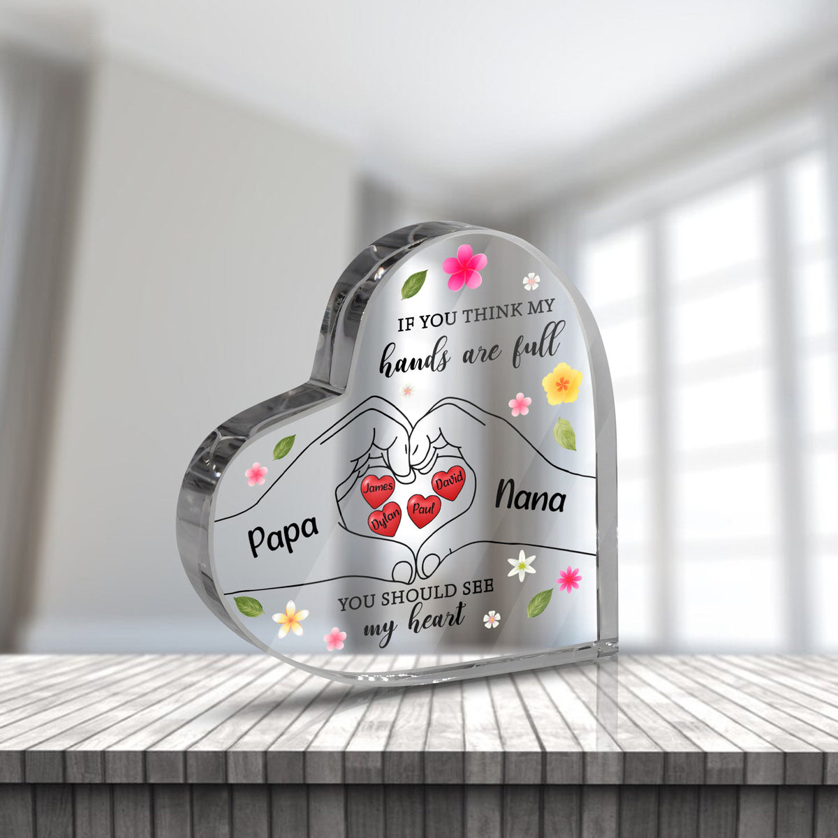 Personalized Heart Acrylic Plaque, If You Think My Hands Are Full You Should See My Hearts, Heart Keepsake, Mother's Day Gift, Gift For Mom