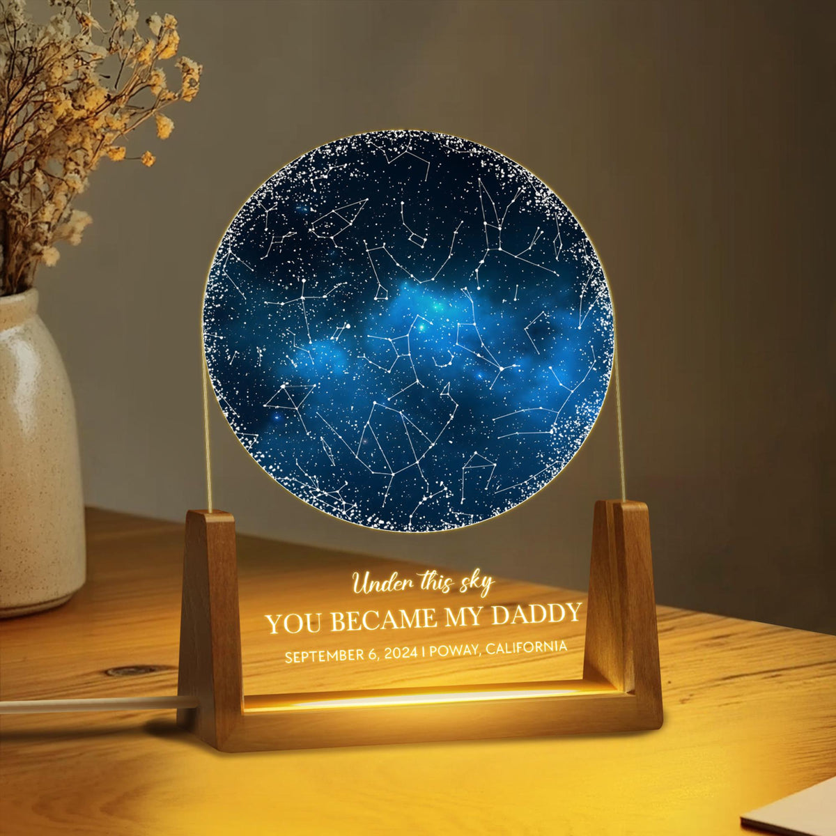 Custom Star Map by Date, Fathers Day Gift, Night Sky Night Light, Gift for Daddy, Gift for Dad From Daughter Son, The Day You Became My Dad