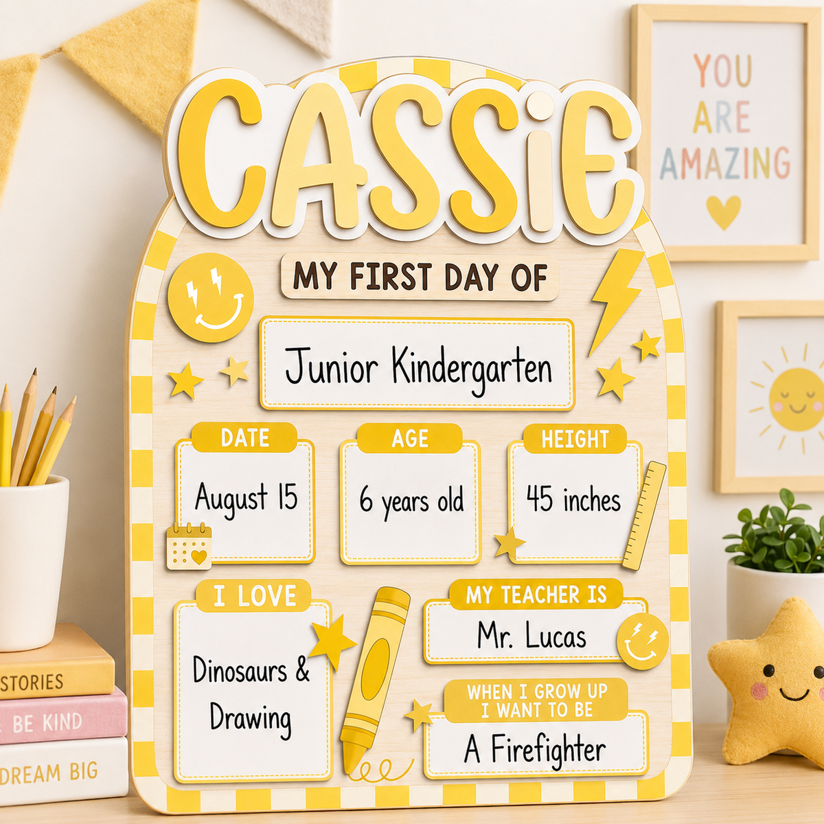 Custom First Day Of School Sign, Back To School Sign for Preschool, Kindergarten 1st Day of School Photo Prop