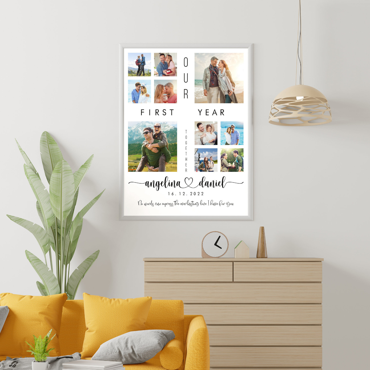 Our First Year Couple Photo Collage - Personalized Canvas - Gift For Couple, 1st Year Anniversary, Valentine's Day Gift