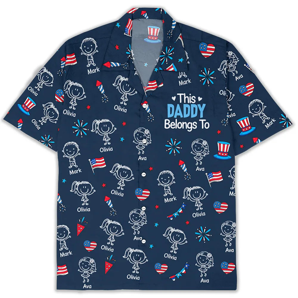 American Daddy Papa - Personalized Hawaiian Shirt - Summer Gift, Shirt For Dad, Grandpa, 4th Of July Shirt