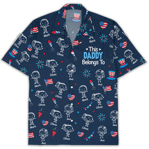 American Daddy Papa - Personalized Hawaiian Shirt - Summer Gift, Shirt For Dad, Grandpa, 4th Of July Shirt