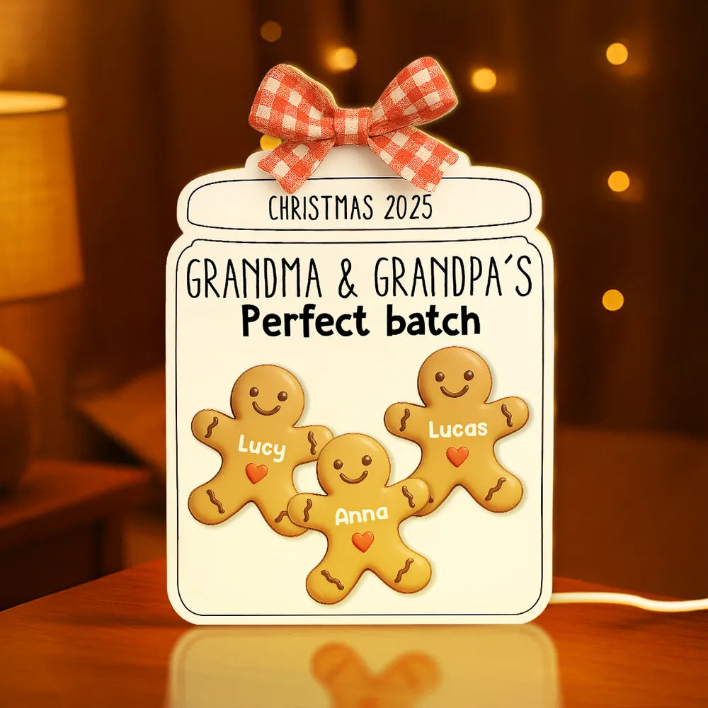 Christmas Grandma Perfect Batch Cookies - Personalized Acrylic Light Box - Christmas Gift for Mom Grandma