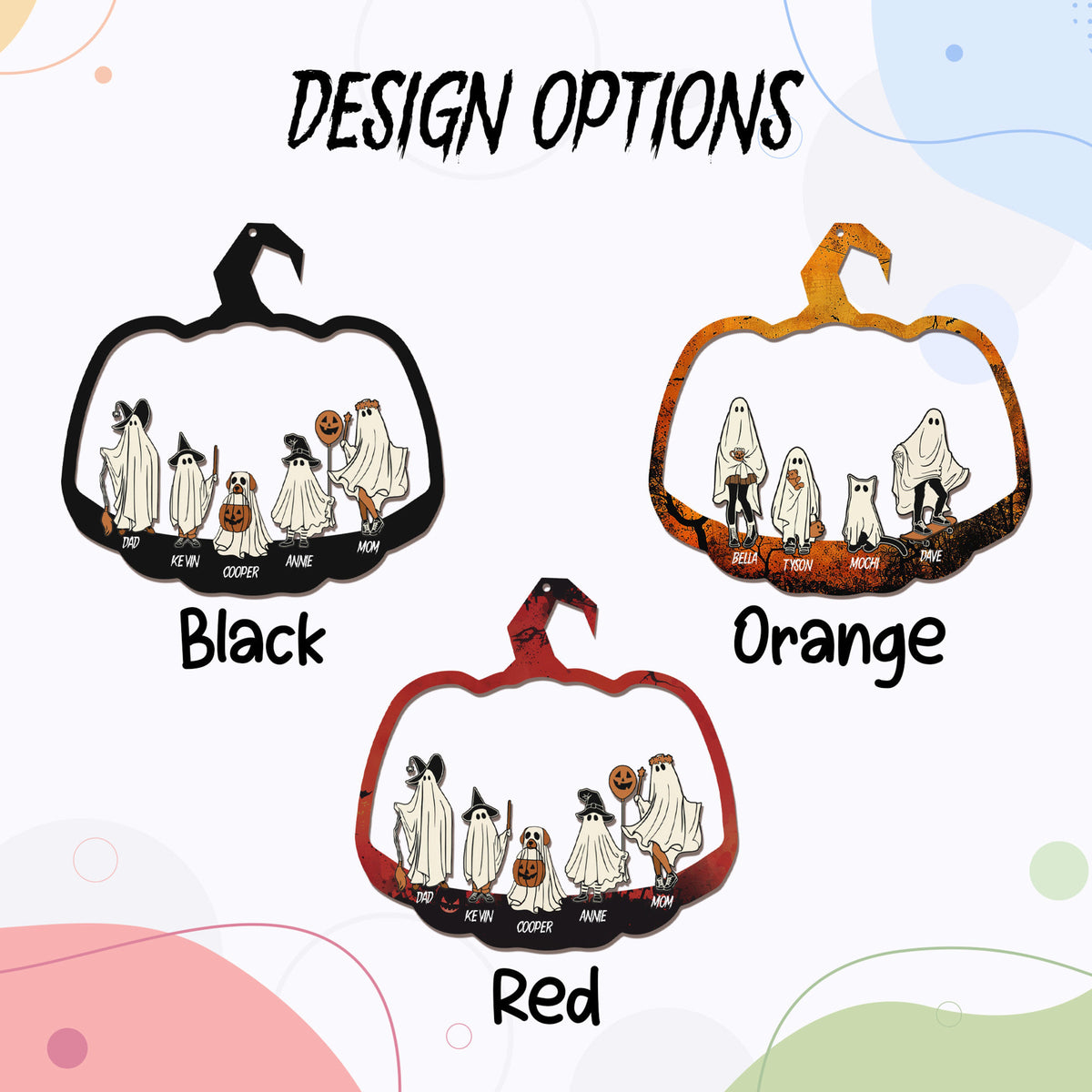 Halloween Ghost Family - Personalized Suncatcher Ornament - Halloween Gift For Family