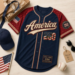 Personalized America 250 Baseball Jersey, Custom Name Number USA 1776 2026 Jersey, Patriotic Liberty Bell Shirt, 4th of July Gift