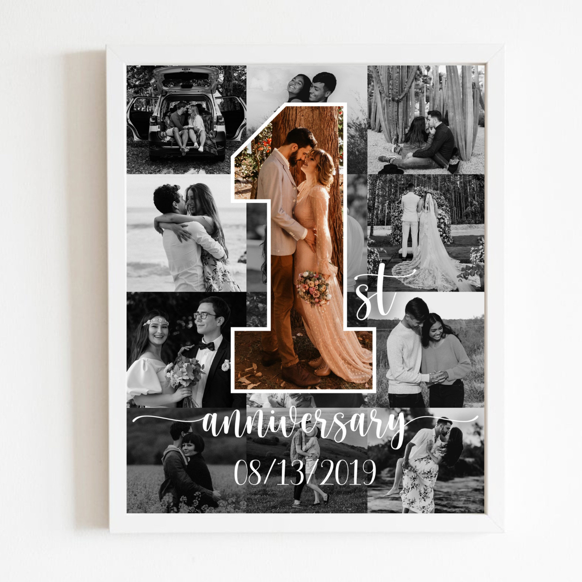 Custom Anniversary Gifts For Wife Husband, Number One Collage, One Year Anniversary Gifts