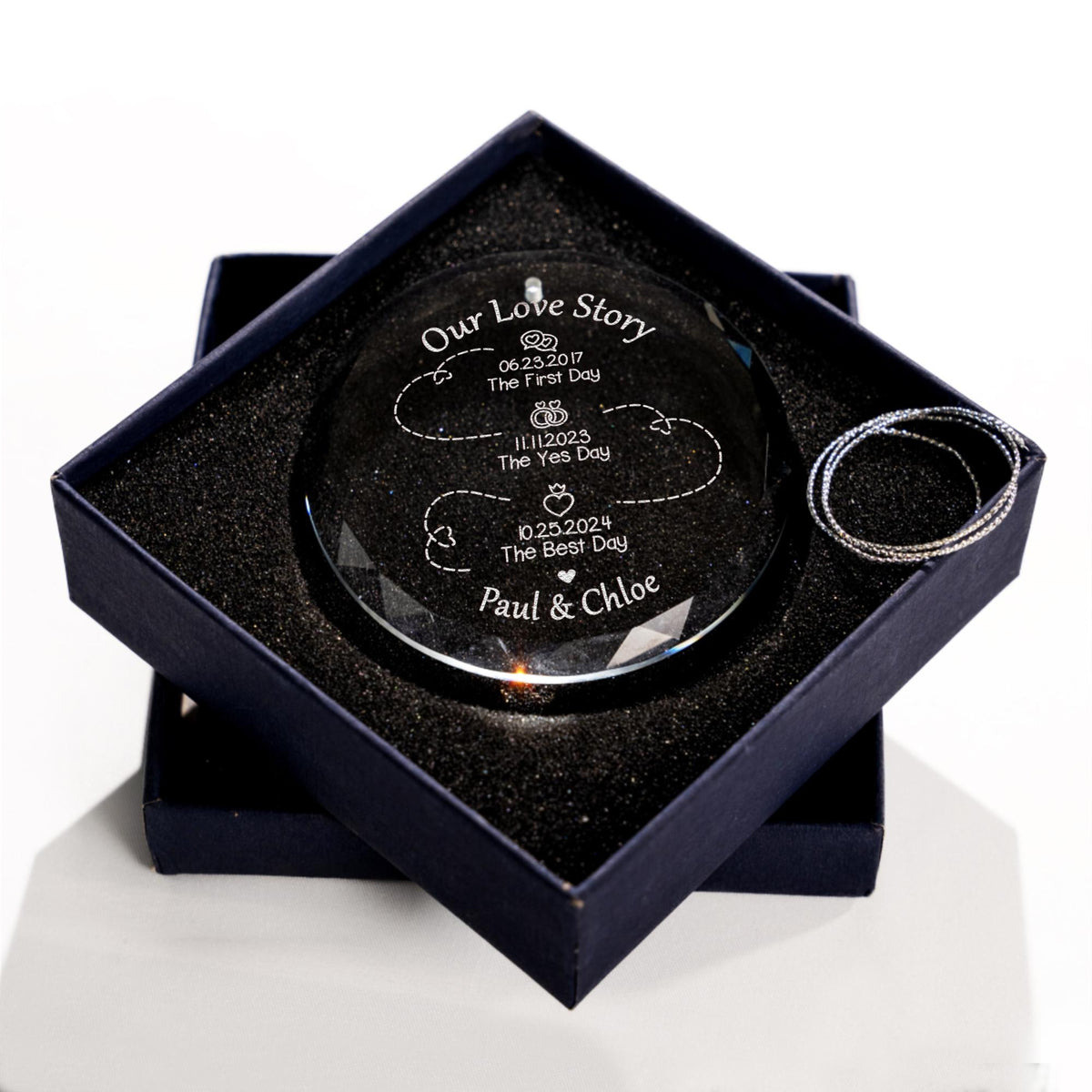 Custom Our Love Story Christmas Ornament, First Day Yes Day Best Day Ornament, Wedding Gift for Couples, Anniversary Couples Timeline Gifts