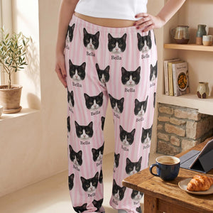 Custom Pet Face Pajama Pants with Name Personalized Cat & Dog Pyjamas