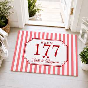 Personalized Striped Room Number Doormat - Gifts For Girls, Roomate