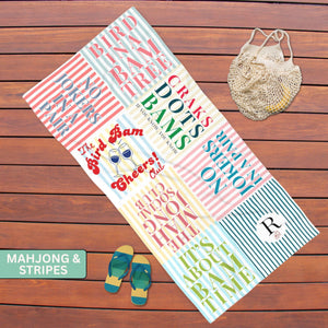 Mahjong Lover Beach Towel, Custom Mahjong Tile Pool Deck Towel, Beach Towel, Summer Gift For Mahjong Queen
