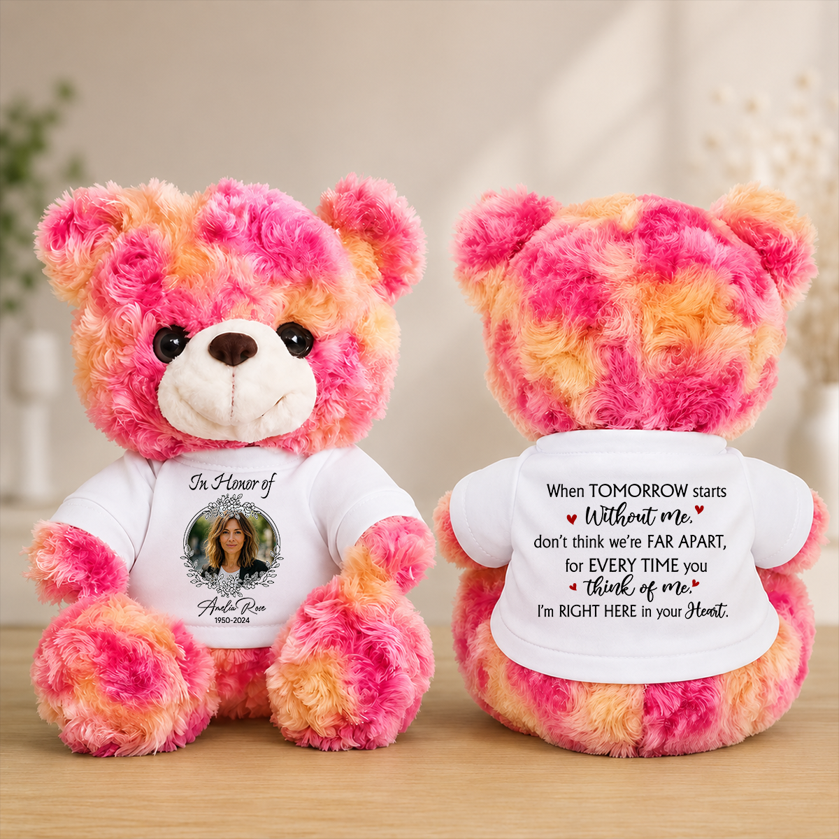 In Honor Of Memorial Forever In My Heart Teddy Bear - Memorial Gift - Personalized Plush Bear