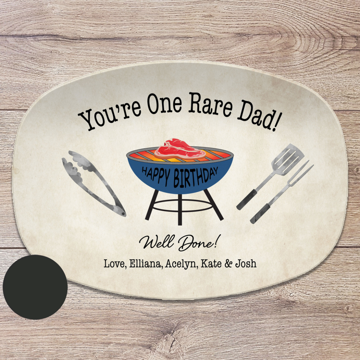 One Rare Daddy Grilling BBQ Plate, Job Well Done Personalized Serving Tray Platter, Father's Day Gift for Him