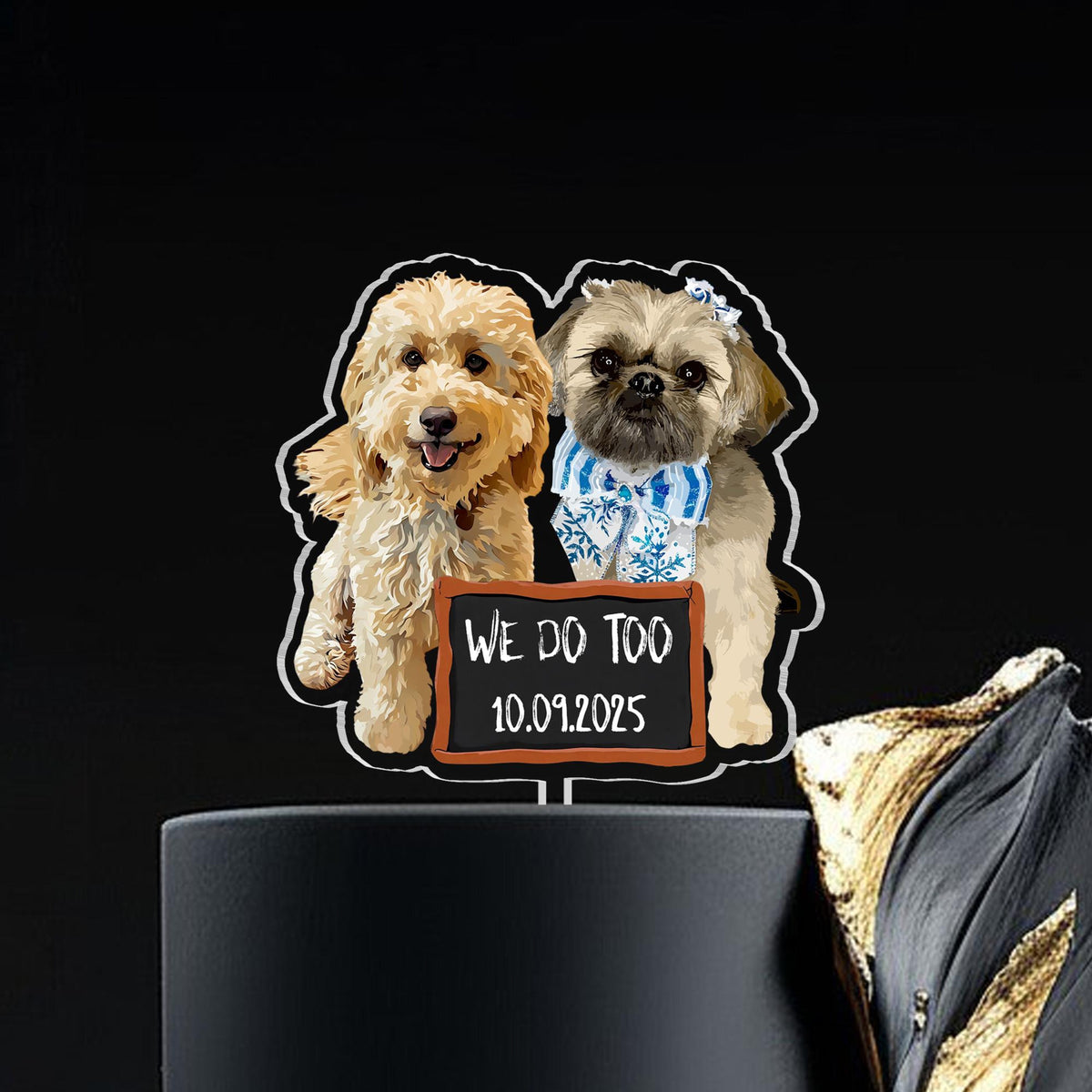 Personalized Pet Portrait Photo Wedding Cake Topper, Custom Dog Photo Cake Topper, Dog Owner Party Favors Decor, Wedding Party Favors