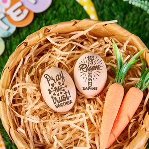 Personalized Engraved Easter Eggs Custom Easter Basket Fillers Wooden Egg Shaker Baby First Easter Table Centerpiece Decor Memory Keepsakes