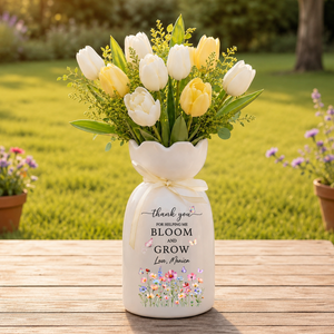 Thanks Teacher Back To School Personalized Ribbon Tie Flower Vase