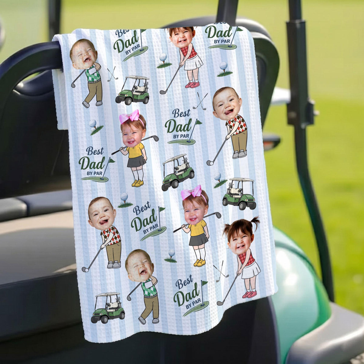 Personalized Baby Photo Golf Towel for Dad, Kids Photo Golf Towel, Best Dad By Par Towel, Fathers Day Gift For Husband, Golf Dad Gift