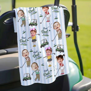 Personalized Baby Photo Golf Towel for Dad, Kids Photo Golf Towel, Best Dad By Par Towel, Fathers Day Gift For Husband, Golf Dad Gift