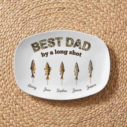 Personalized Fishing Dad Platter: Best Dad By A Long Shot Serving Tray, Custom Fisherman Family Gift