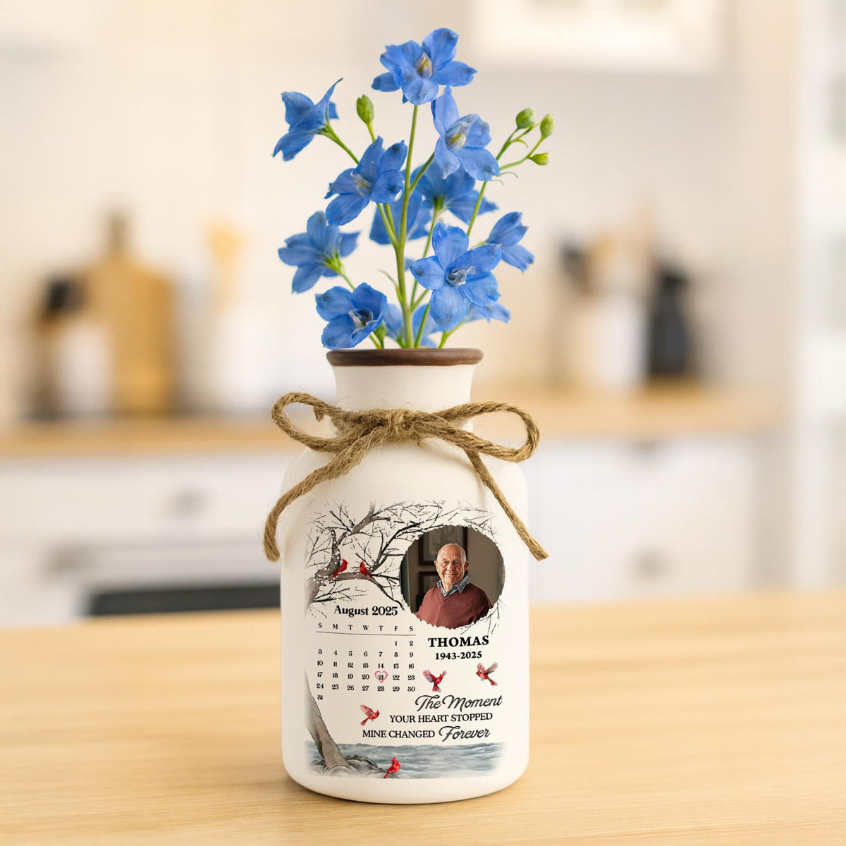 Custom Memorial Vase, Sympathy Gift, Personalized Photo Vase, Remembrance Gift for Loss of Loved One, In Loving Memory, Grief Gift