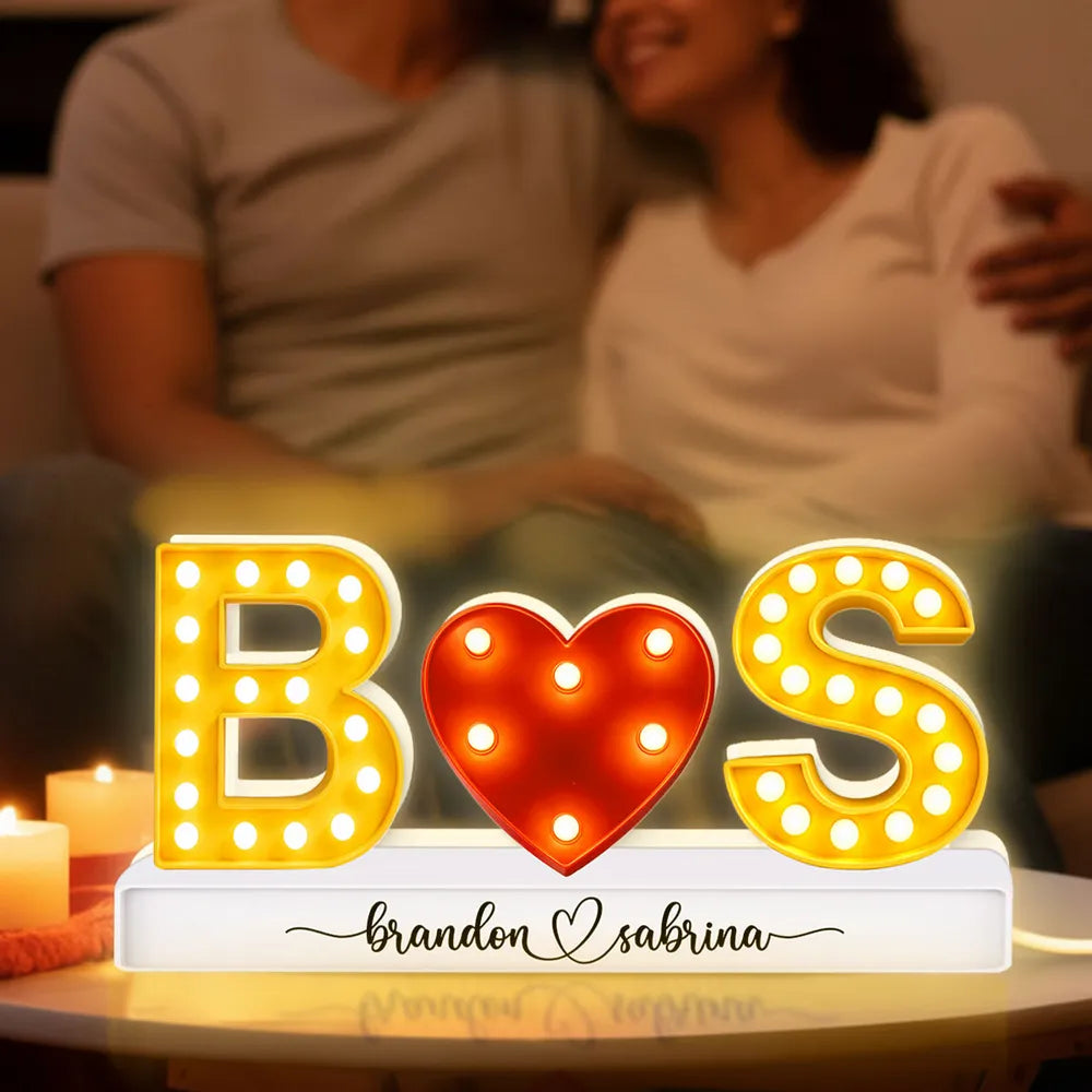 Eternal Love Couple Initials - Personalized Acrylic Light Box - Heartfelt Valentine's Day Gift, Anniversary Gift For Couple