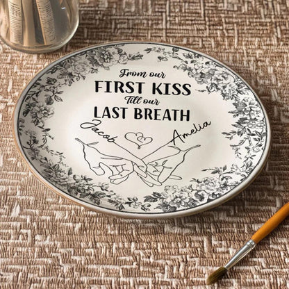I'm Keeping You Forever Chinoiserie Toile De Jouy Style Couple - Personalized Ceramic Plate - Gift For Husband Wife, Anniversary, Custom Plate