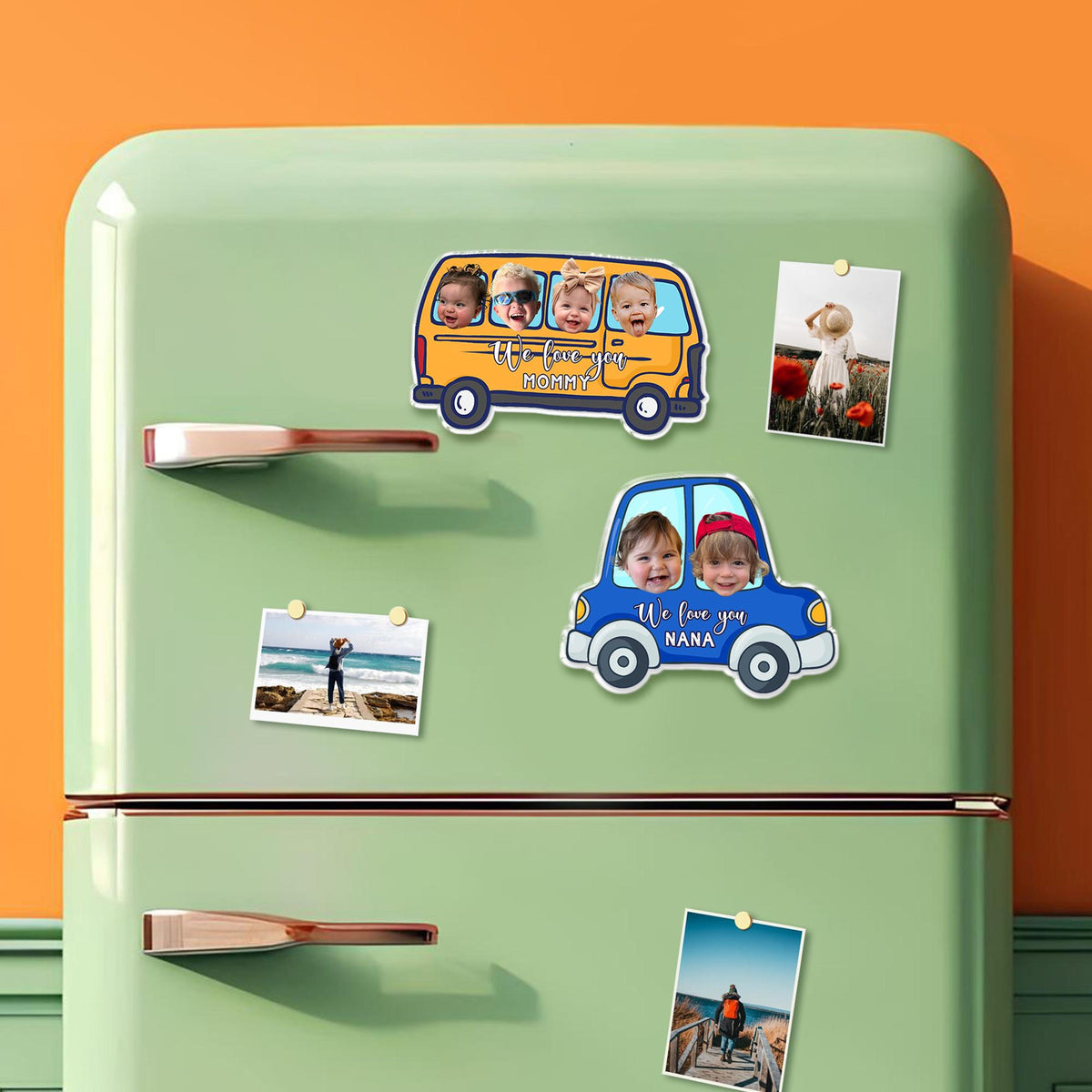 Personalized Mothers Day Gift For Grandma, Custom Kids Face Car Magnet Gift For Grandma, Gift For Mom, Funny Kids Photo Drive Car Magnet