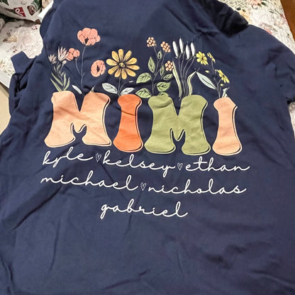 Custom Grandma Shirt With Grandkids Names, Personalized Grandma Wildflowers Shirt, Grandkids Names Shirt, Custom Grandma Tee, Grandma Gift