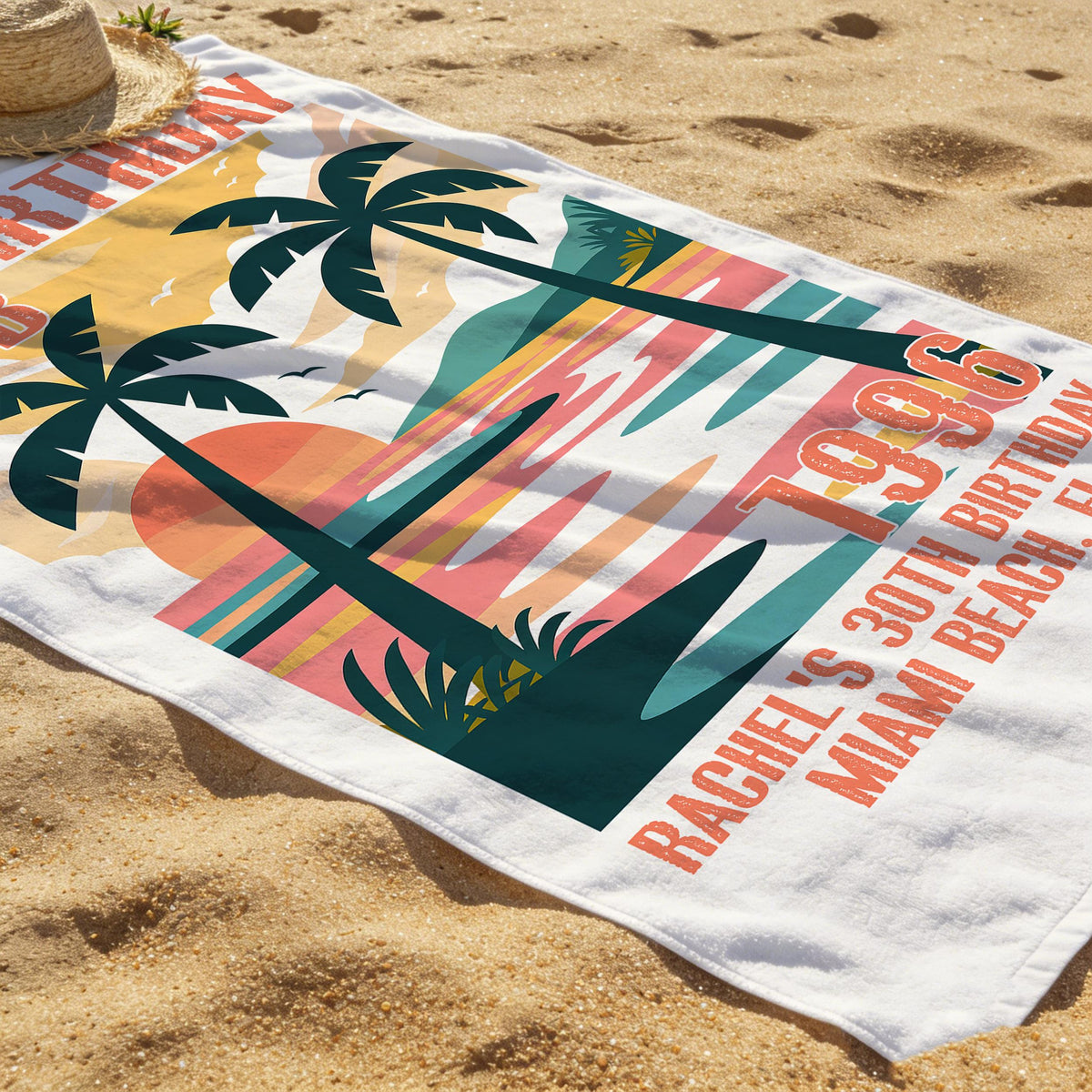 Custom The Birthday Club Beach Towels for Girl, Birthday Trip Pool Towel, Tropical Towel Gift, Beach Lover's Gifts, 30/40/50/60th Birthday Party