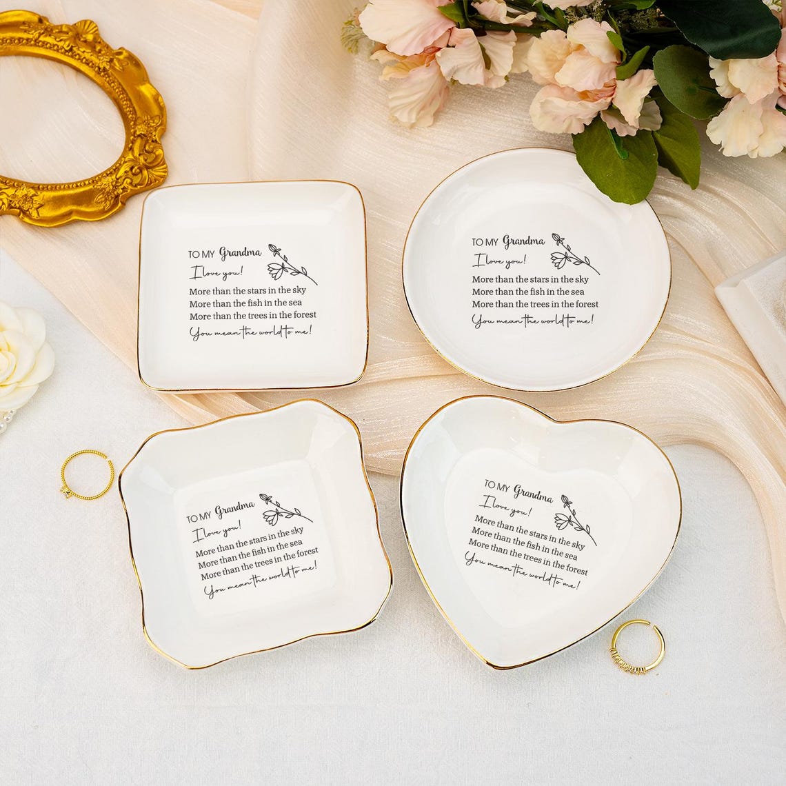 Thank you Text Ring Dish, Personalised Ring Dish for Grandma, Thank you Mom Jewelry Dish, Wedding Ring Holder for Nana, Thank you Gift