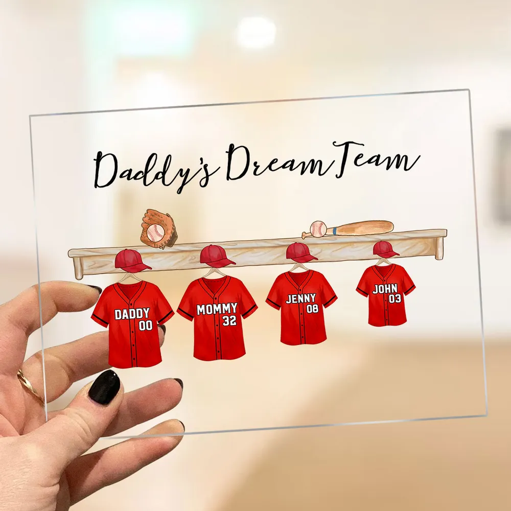 Daddy's Baseball Dream Team - Personalized Acrylic Plaque - Gift For Dad, Father's Day Gift Idea
