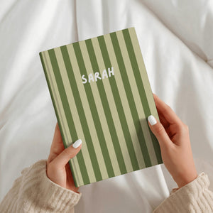 Personalized Striped Journal Hardcover, Custom Stripe Notebook