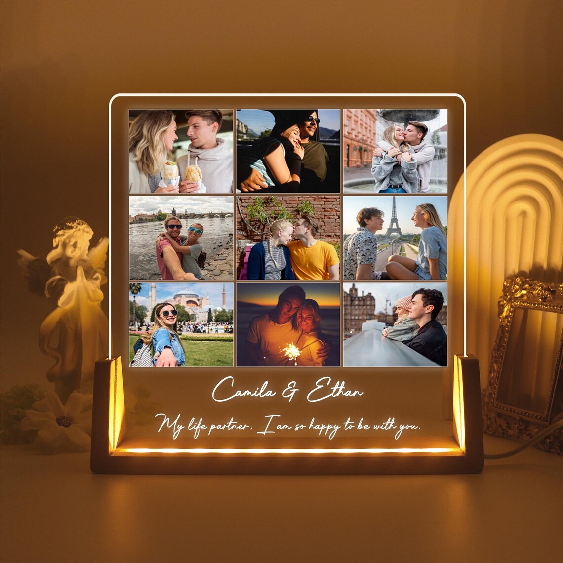 Custom Photo Night Light, Picture LED Light, Photo Collage Light, Picture Frame, Memorial Photo Night Light, Anniversary Gift, Valentines Day Gift