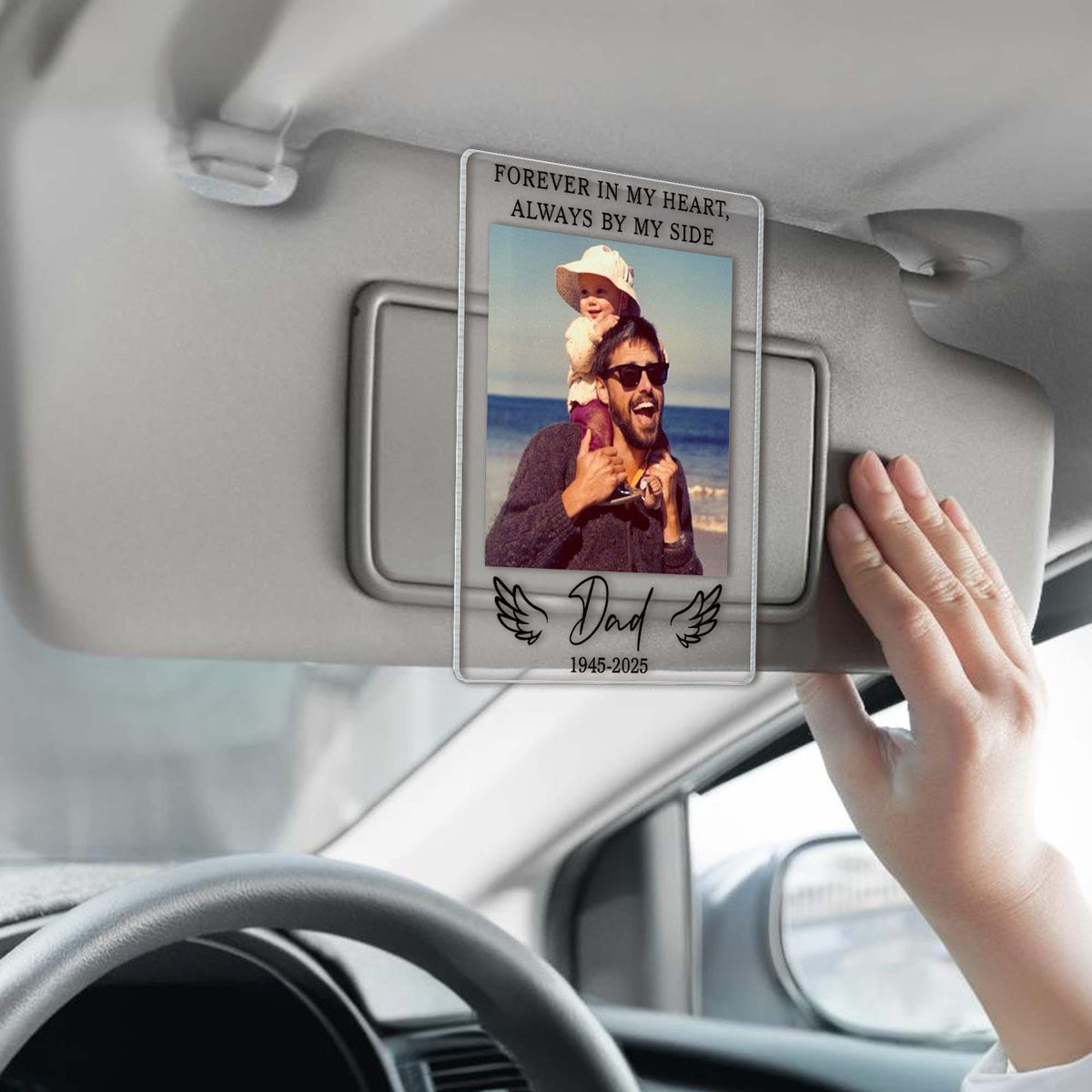 Personalized Dad Memorial Photo Car Visor Clip, Loss Of Dad Papa Gift, Guardian Angel Keepsake Gift, Sympathy Gift For Loss Of Loved Ones