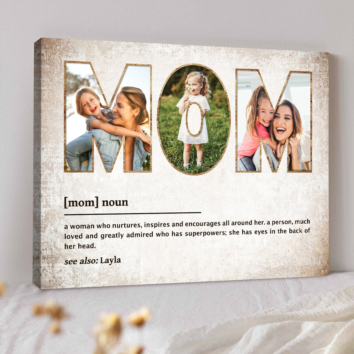 Mom Definition Custom Photo - Personalized Canvas - Gift For Mom, Mother's Day, Birthday Gift