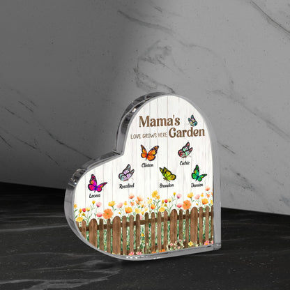 Mom's Garden Heart Acrylic Plaque with Kids Names, Flower Acrylic Plaque, Family Keepsake, Nana s Blessings, Grandma Garden Plaque