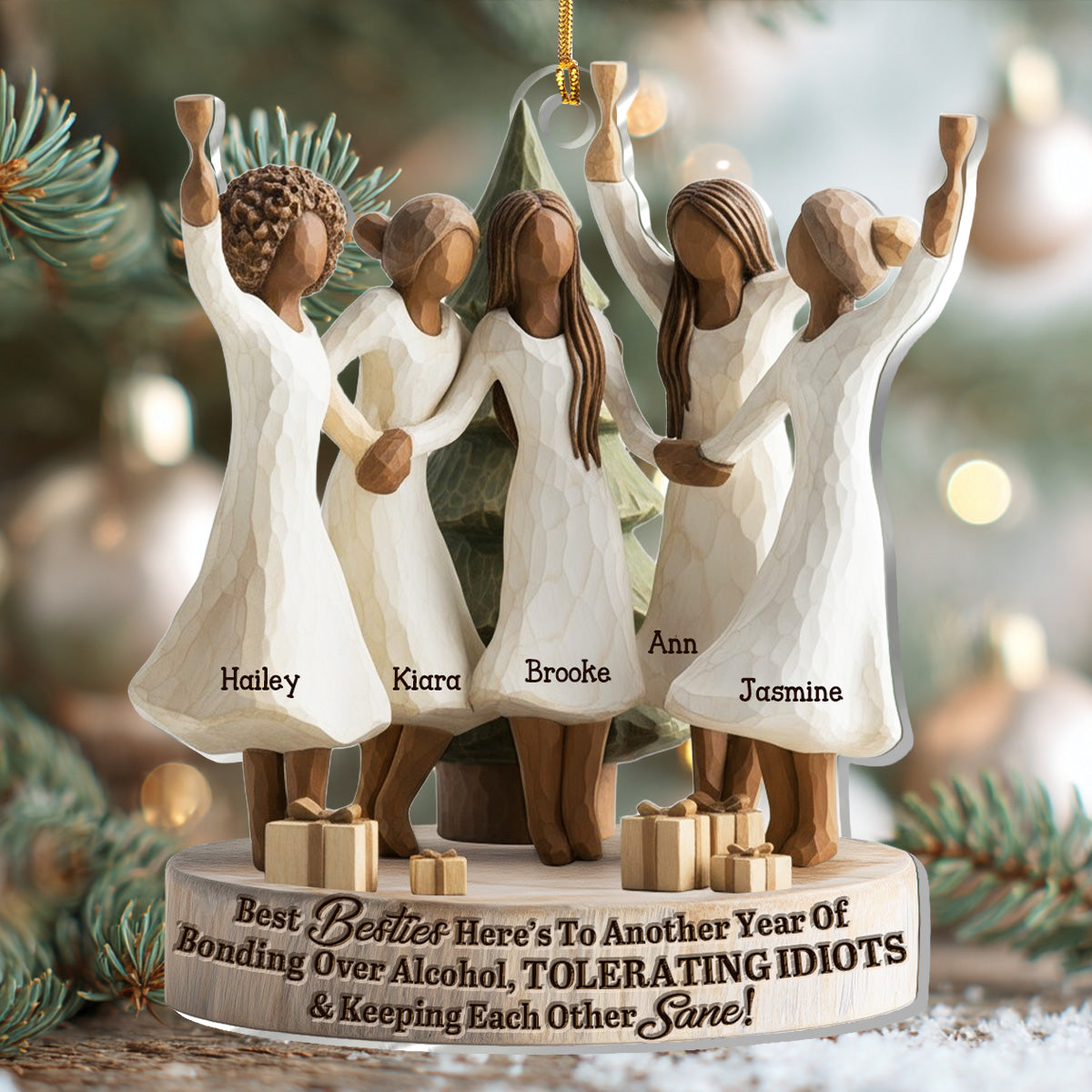 We'll Be Friends Until We're Old And Senile - Personalized Acrylic Ornament - Christmas Gift For Black Sistas, Sisters, Friends