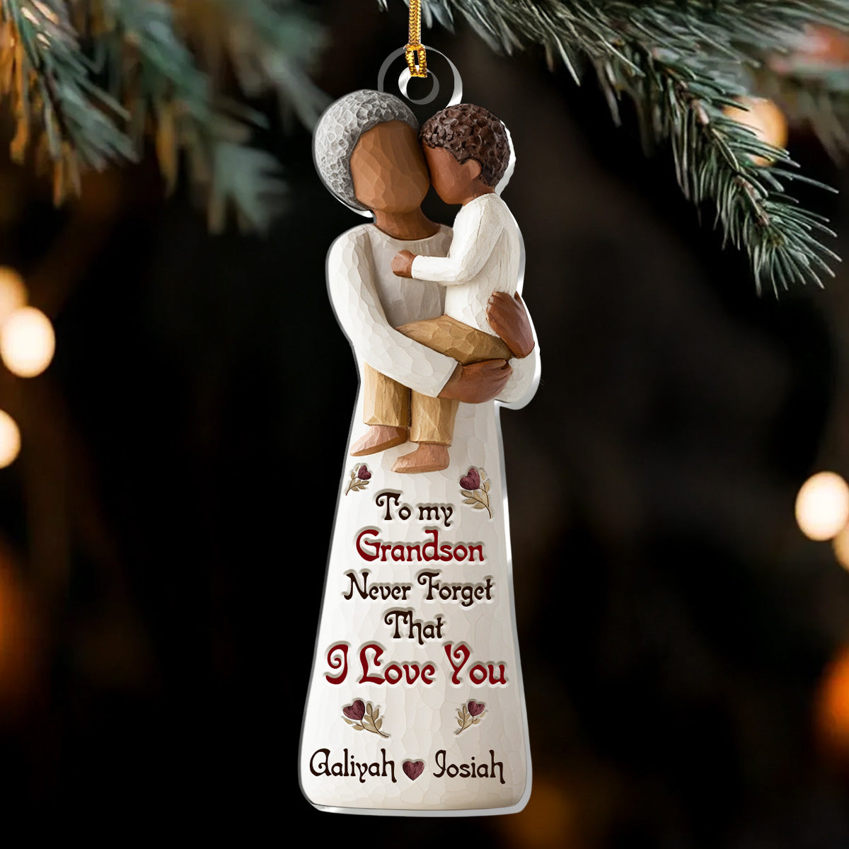 Never Forget That I Love You - Personalized Acrylic Ornament - Christmas Gift For Grandkid