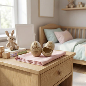 Personalized Wooden Easter Egg, Hollow Fillable Keepsake, Custom Name Easter Gift, Cute 1st Easter Basket Stuffer, Play Kitchen Toy Egg, Newborn