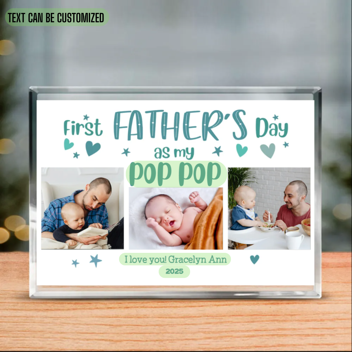 First Fathers Day As Pop Pop Acrylic Plaque, New Pop Pop Personalized Gift, First Fathers Day As Grandpa, New Grandfather Gift