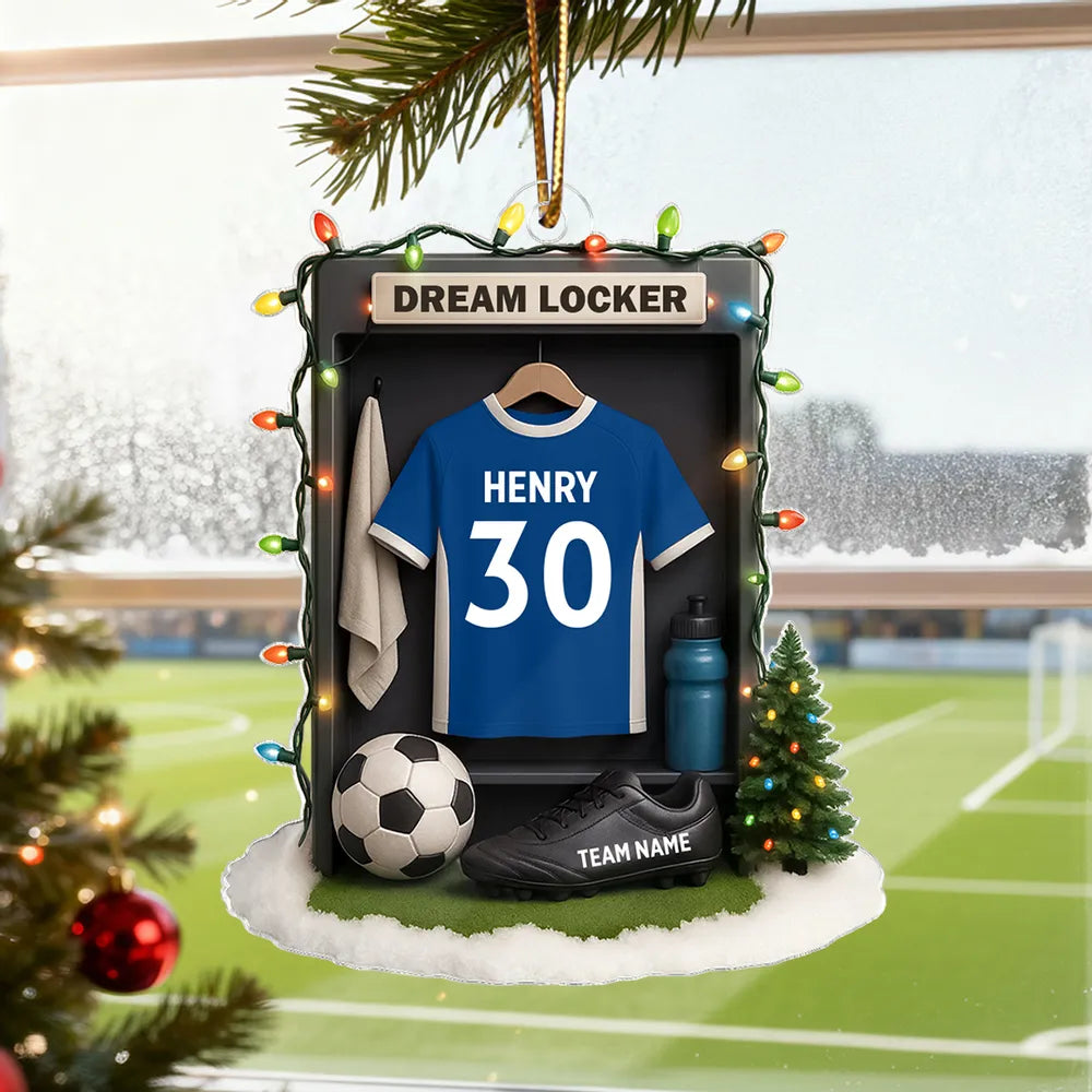 Soccer Jersey Dream Locker - Personalized Acrylic Ornament - Christmas Gift for Soccer Players, Soccer Lovers